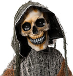 67" Standing Grim Reaper with Chain, Large Halloween Decorations Outdoor, Life Size Animatronics Skelton, Sound-Actived Party Decor with Creepy Sound & LED Eyes, Scary Haunted House Props