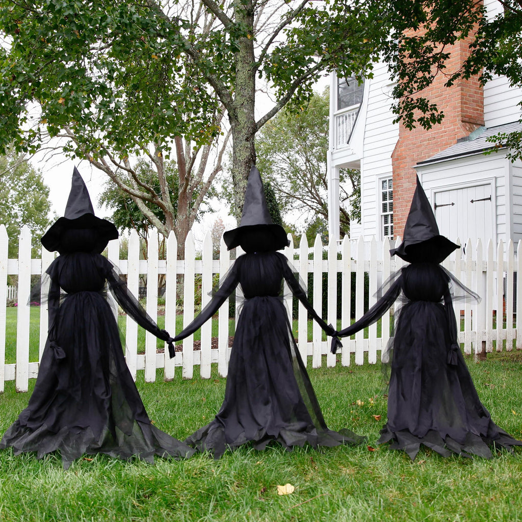 Evergreen Set of 3 LED Lighted Halloween Witch Stakes, 4' Tall for Garden Lawn or Patio