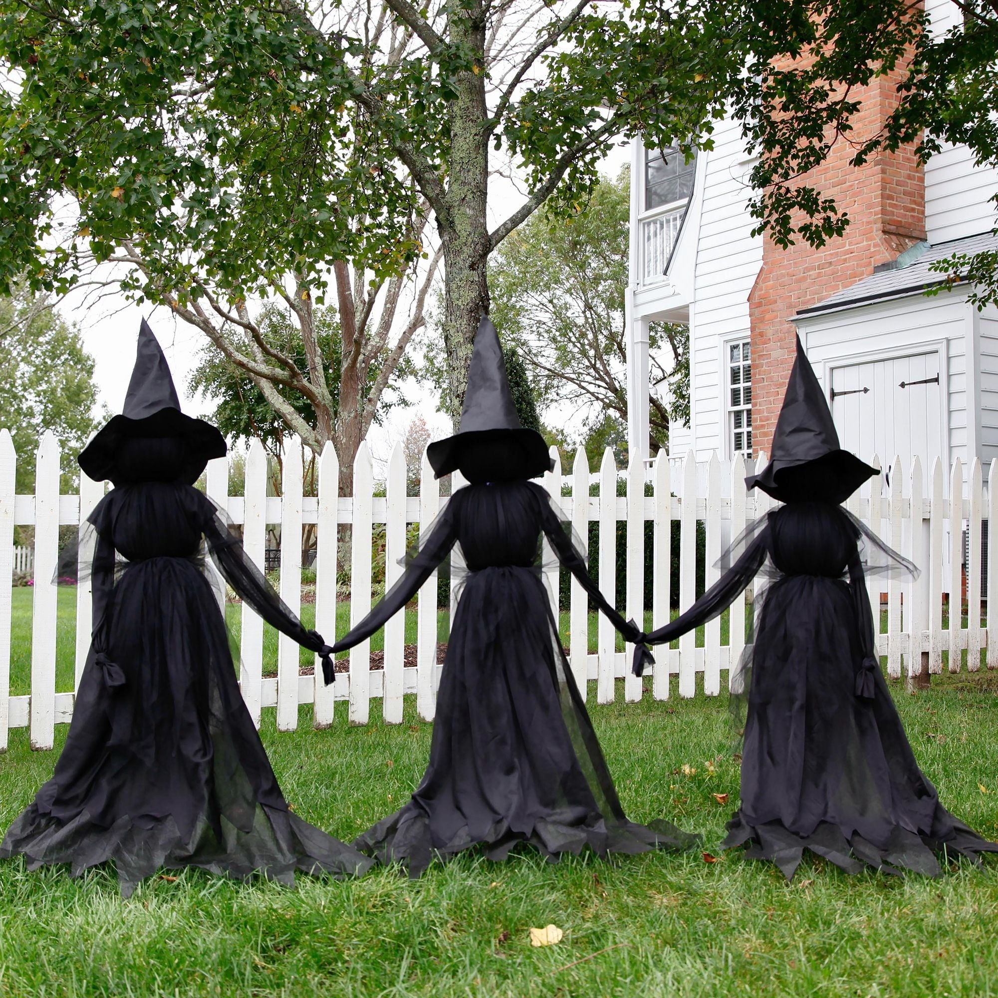Evergreen Set of 3 LED Lighted Halloween Witch Stakes, 4' Tall for Garden Lawn or Patio