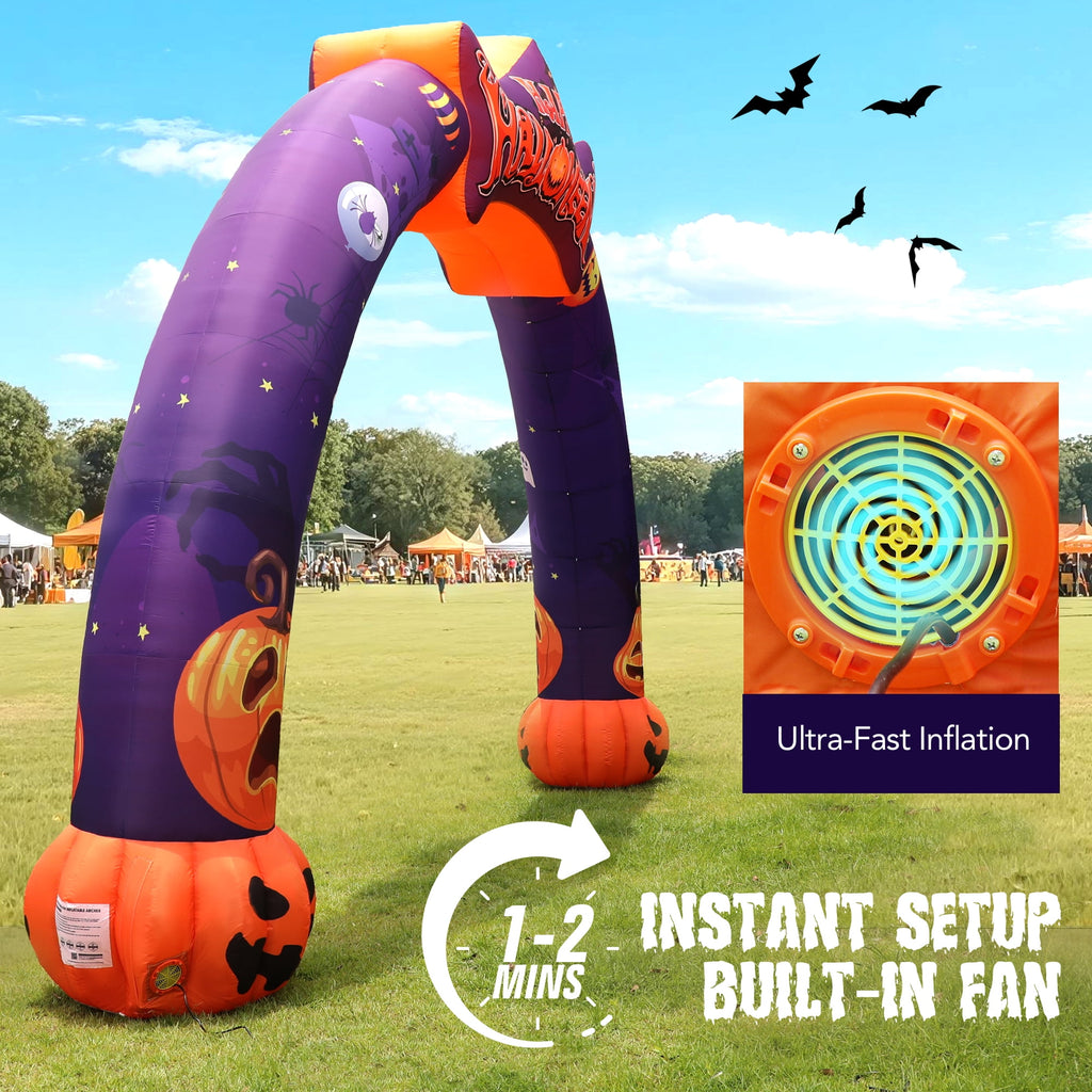 Wellcomer 27ft Halloween Giant Inflatable Pumpkin Arch with Built-in Blower - Halloween Outdoor Decor