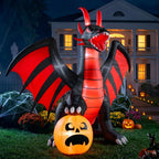 8 ft Halloween Inflatable Fire Dragon with Pumpkin,Animated Moving Mouth & Internal LED Lights,Blow Up Yard Decor Outdoor Lawn Garden Indoor Porch Patio Spooky Halloween Decoration
