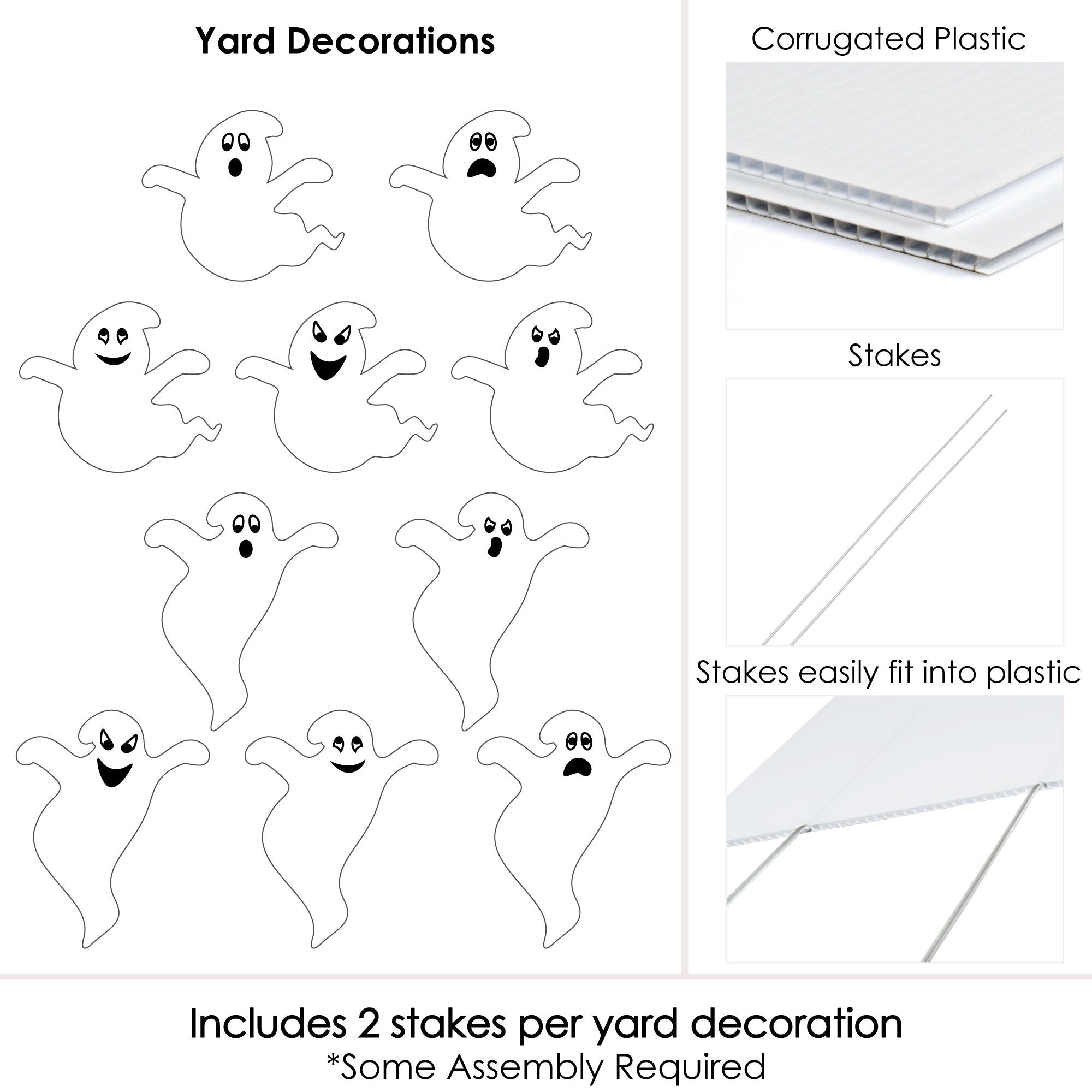 Big Dot of Happiness Spooky Ghost - Ghost Shape Lawn Decoration Signs - Outdoor Halloween Yard Decorations - 10 Piece