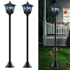 2-Pack Haunted House Solar Post Lights - Spooky Halloween Decoration with Eerie Glow, 40" Rust-Proof Stake, Auto On/Off for Outdoor Yard