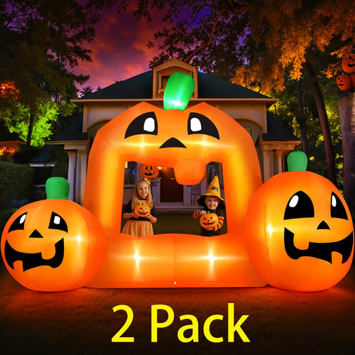 (2 pack) 8.5FT Halloween Inflatable,Pumpkin Photo with Lights for Party Yard Decorations