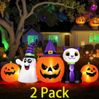 (2 pack) 8FT Halloween Inflatable Pumpkins Ghost Cat with Lights,Blow ups Outdoor Decorations for Yard