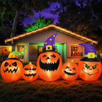 (2 pack) 8FT Halloween Inflatable Pumpkins Blow ups Outdoor Decorations, Five Pumpkins with LED Lights for Party Yard