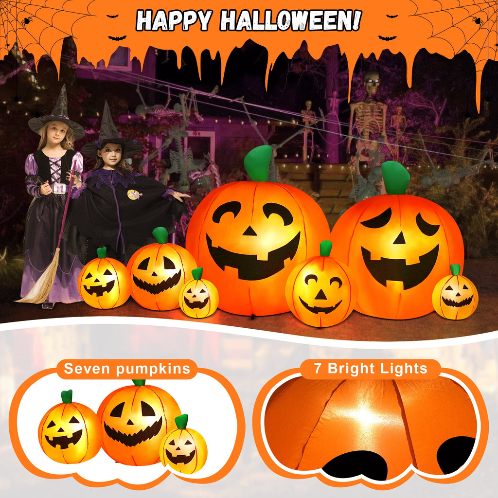 8 FT Halloween Inflatables Pumpkin,7 Pumpkins Halloween Outdoor Decoration with Built-in LED Lights,Halloween Blow Ups for Yard, Lawn, Garden Decor