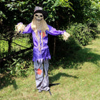 6 ft Standing Halloween Scarecrow Yard Decoration with LED Green Eyes, HHSCR-5FLS