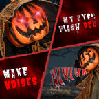 6ft Pumpkin Man Animated Animatronic Decoration Creepy Halloween w/ Classic Cape Creepy Cloaked Jack-o'-Lantern for Porch & Yard