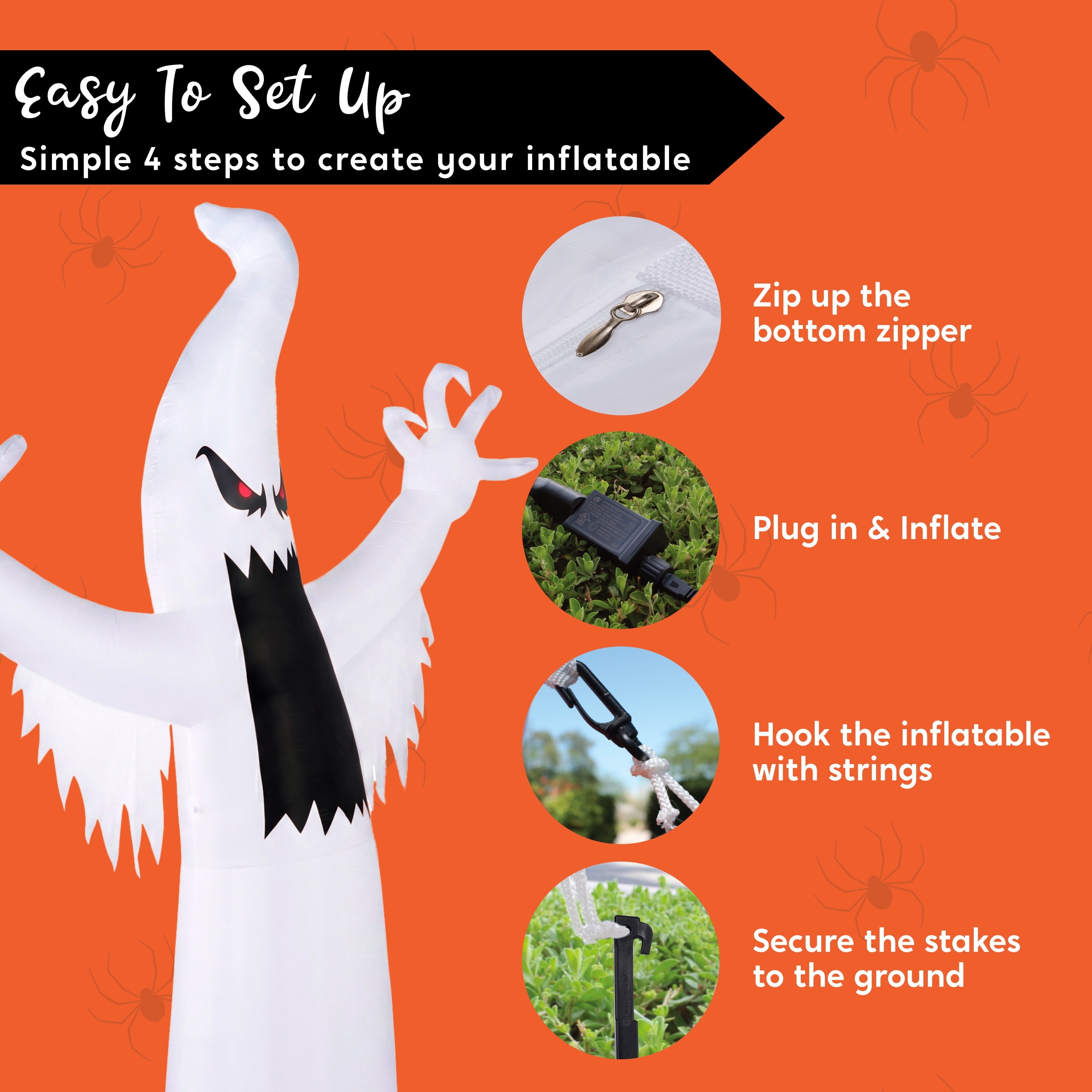 12 ft Halloween Inflatable Outdoor Ghost,Giant Ghost Blow Up Decor with Built-in LED Lights,inflatables with Build-in LEDs,Spooky Outdoor Decorations for Yard & Lawn