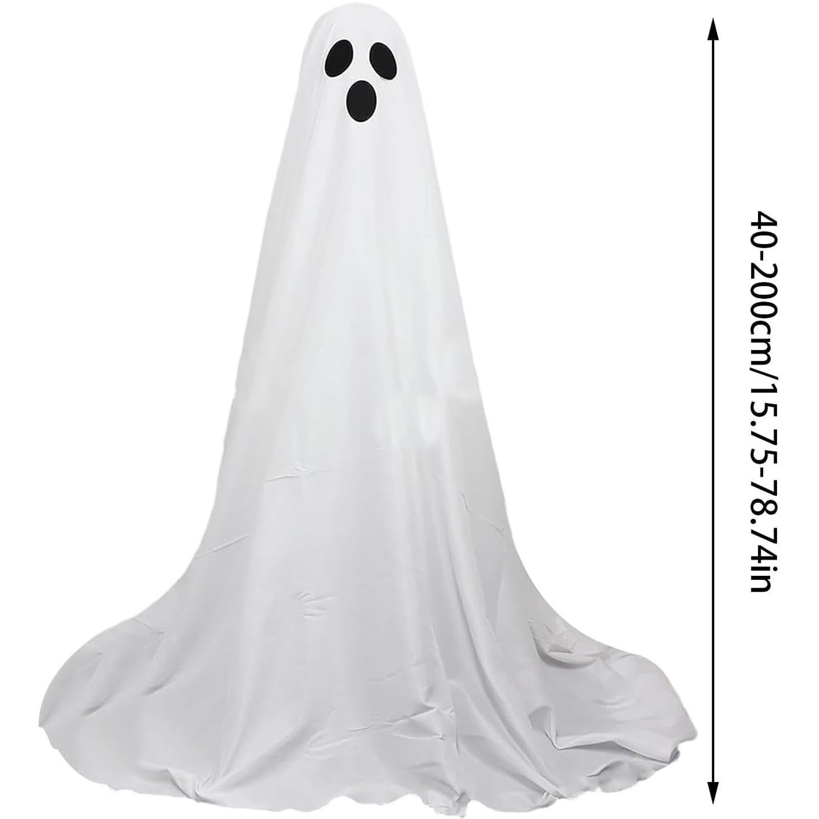 Halloween Ghost Decorations 8ft Tall Glowing White Fabric Ghost with Light Stand for Front Porch Yard Indoor Outdoor Spooky Party Decor