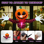 5 FT Halloween Inflatable Pumpkin Ghost  Outdoor LED Blow-Up Decoration with Giant Arms, Light-Up Eyes, Waterproof Yard Decor for Lawn and Garden