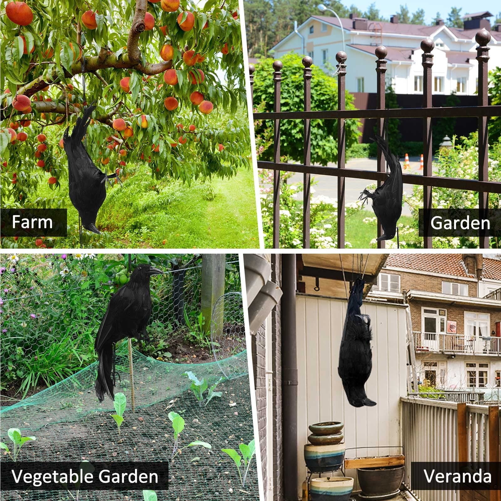 Halloween Realistic Hanging Dead Crows Decoy Fake Crows for Halloween Garden Tree Porch Terrify Decorations