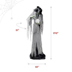 Towering Witch Halloween Animatronic with Glowing Eyes & Magic Ball, 9.8-Ft