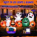 7ft Long Halloween Inflatable with Lights,Pumpkin Ghost for Outdoor Decorations
