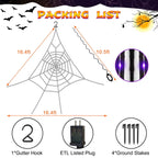 HKKDKTA Halloween Spider Web Lights Decoration, 250 LED Giant Spider Web 16.4ft Light Up Halloween Web Lights for Yard, Porch Decor (Purple)