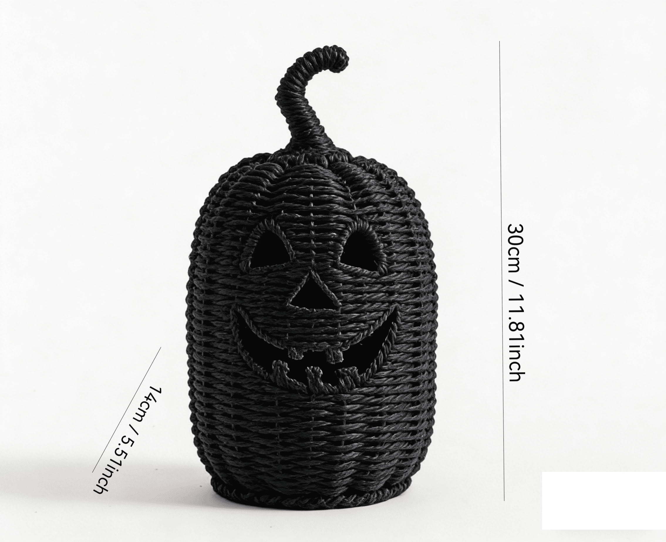 THOPBPRK 2026 Black Halloween Woven Pumpkin Jack-O'-Lantern, Halloween Decorations Pumpkin, USE LED Candle, Rattan Fall Halloween Decor for Home, 1Pack 11.8 Inch A