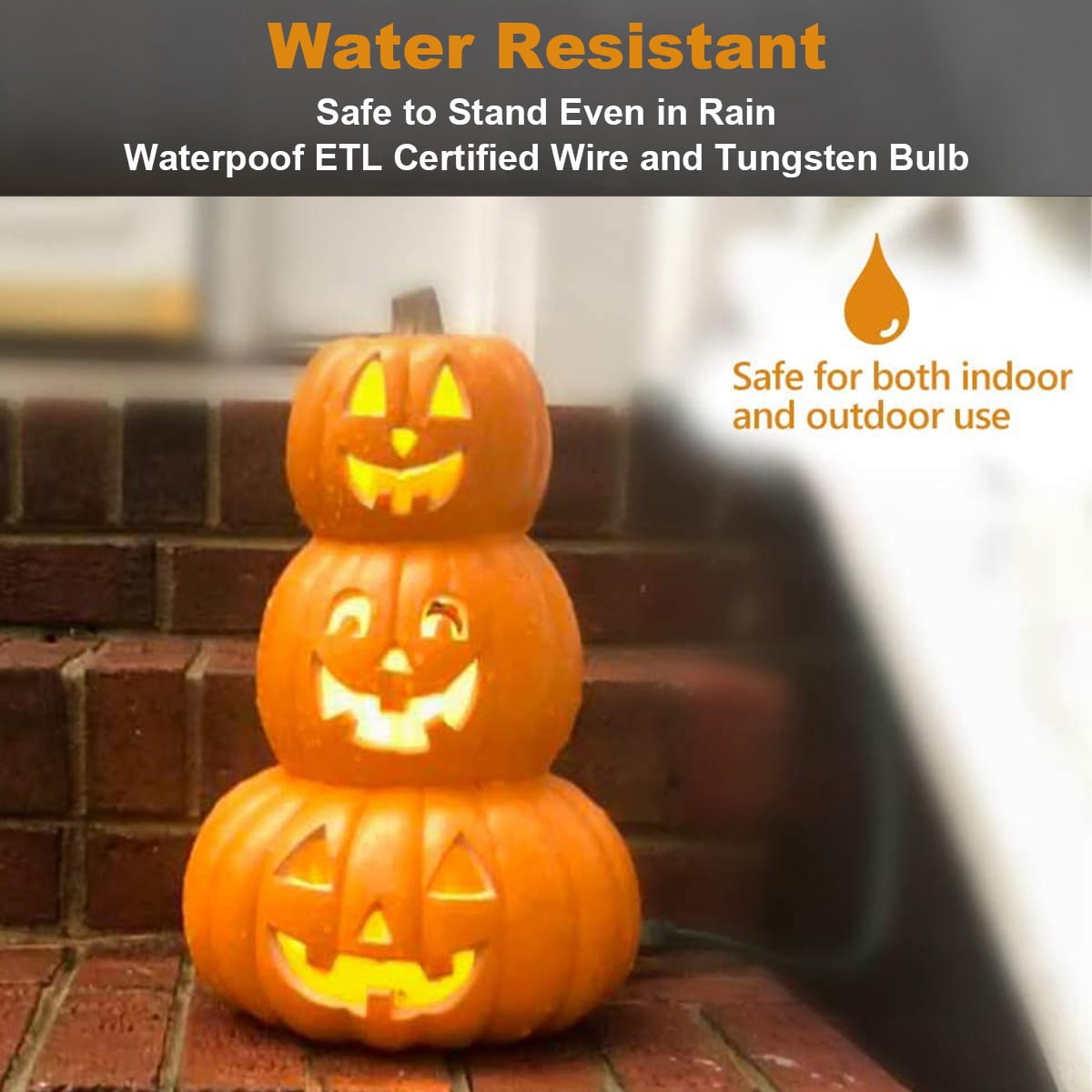 14 Inch Light Up Large Jack O Lantern - Halloween Pumpkin Decoration For Indoor/Outdoor