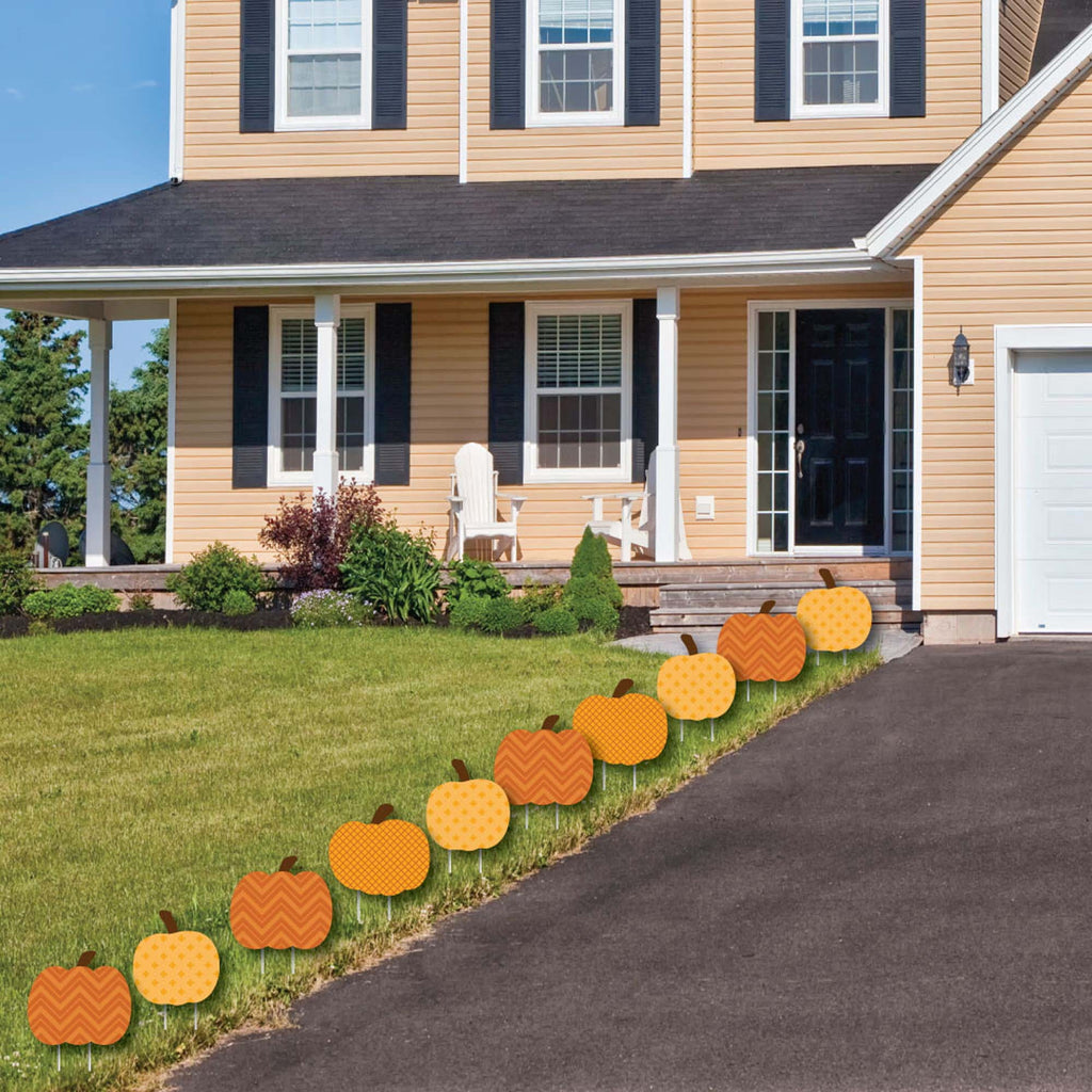 Big Dot of Happiness Pumpkin Patch - Pumpkin Lawn Decoration Signs - Outdoor Fall, Halloween or Thanksgiving Yard Decorations - 10 Piece