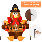 Thanksgiving Inflatable Turkey 5FT Blow up Outdoor Thanksgiving Inflatables Decoration with LED Lights for Holiday Party Yard Garden