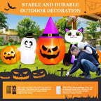 8ft Halloween Inflatable Pumpkins Outdoor Decor with Black Cat and Spectre,Built-in LED Lights,for Halloween Party,Yard,Garden,Lawn