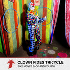 5.9 ft Voice & Sound-Sensor Clown on Tricycle Halloween Animatronic, HHTRIBKCLOWN-1FLSA