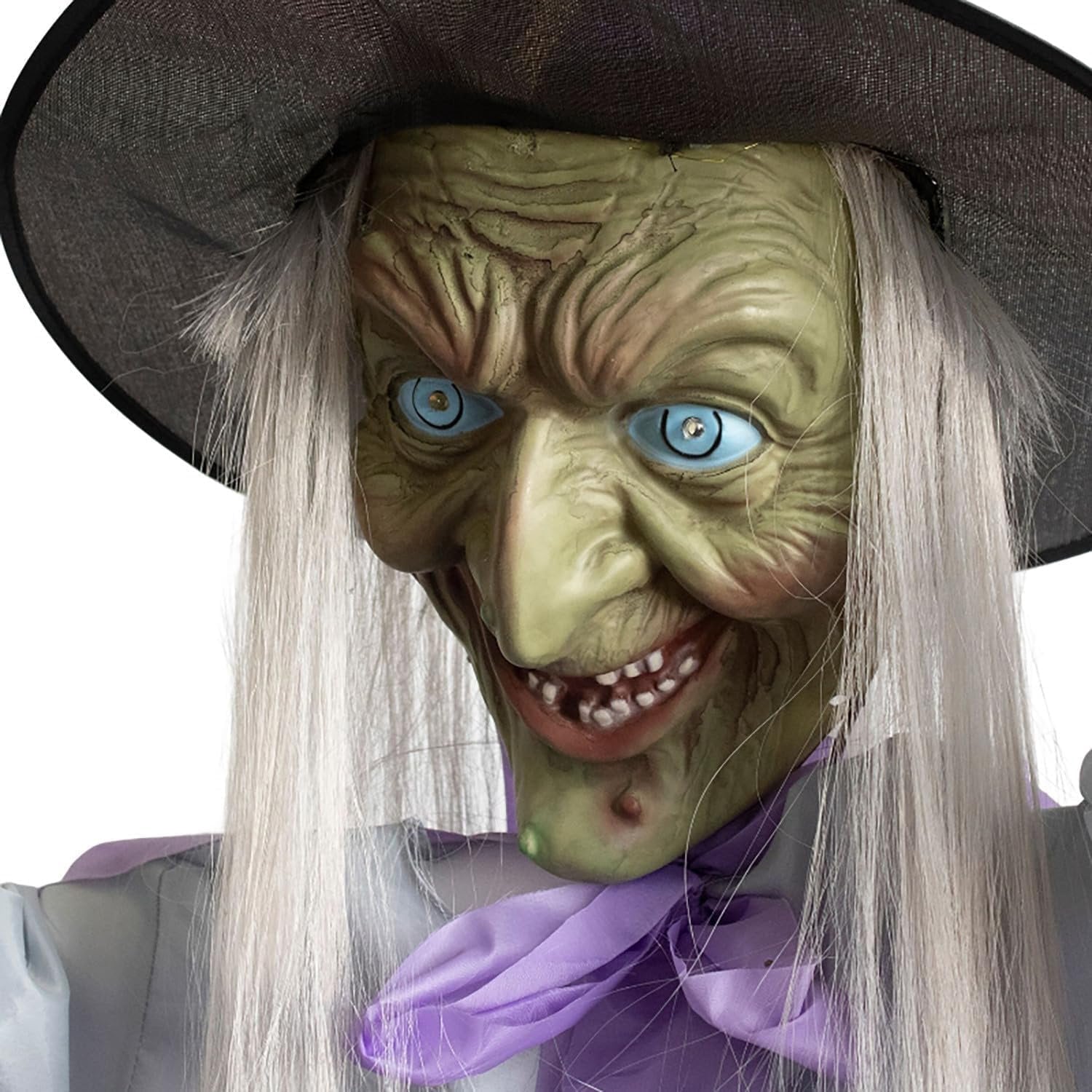 Witch Decorations Halloween 6 FT Scary Flying Witch Decorations Animatronics Halloween Props with Scary Sounds and Lights Decorations for Outside Indoor Garden Yard