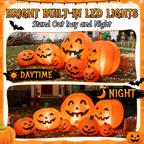 7.5 FT Long Halloween Inflatables Pumpkin Family Lighted,7 Pumpkins Blow Up Yard Decoration, Built-in LEDs, Stakes & Tethers Included for Outdoor Lawn Garden Halloween Decor