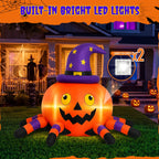 6.2FT Halloween Inflatable Decorations Pumpkin Spider with LED Lights, Halloween Blow Ups for Yard Party