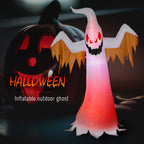 VIVOHOME 8ft Height Halloween Inflatable White Ghost with Red Rotating Led Lights Blow up Outdoor Lawn Yard Decoration