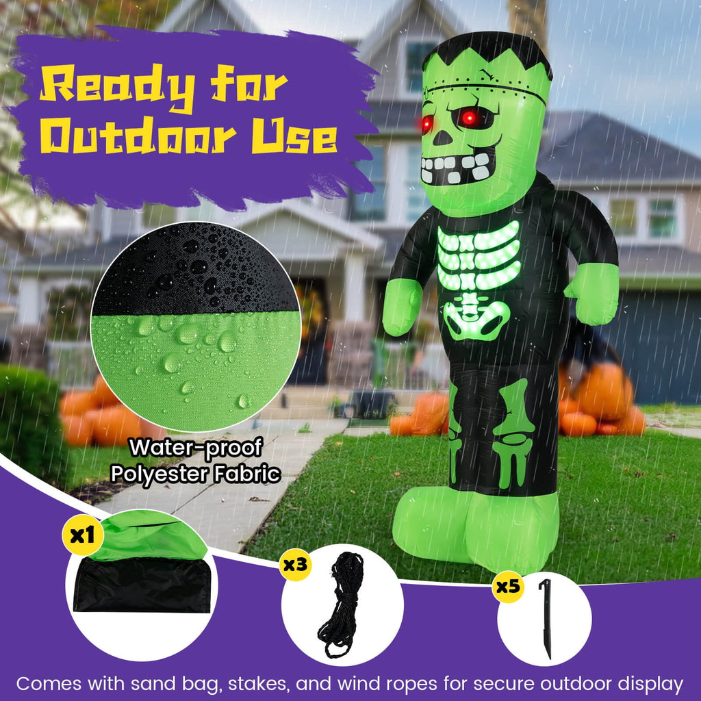 Costway 8.4 Ft Tall Halloween Inflatable Decoration LED-lit Inflatable Green Zombie