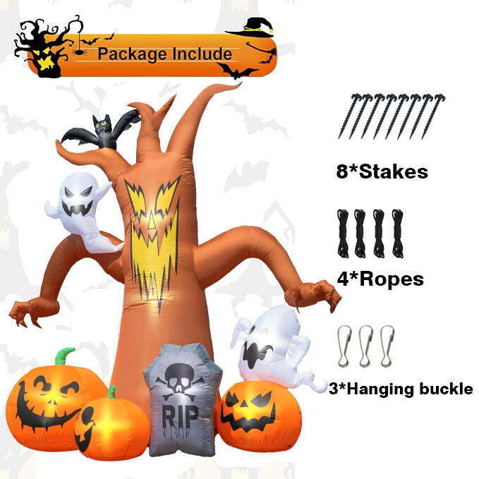 Coolmade 8ft Halloween Inflatables Decorations Inflatable Dead Tree Outdoor Decorations with LED Lights Built-in Blow Up Yard Decoration Pumpkin Ghost for Halloween Outdoor