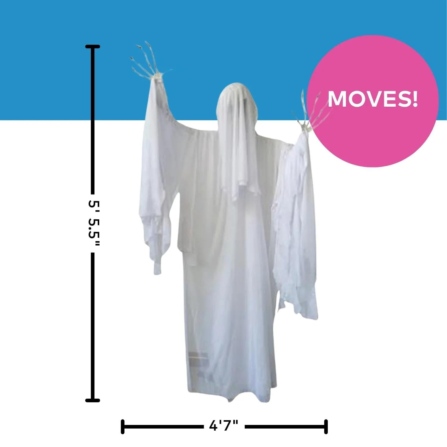 Morris Costumes4 Ft. 7" x 5 Ft. 5 1/2" Skeleton Ghost Animated Prop Standing Halloween Decoration