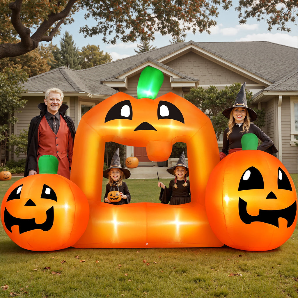 8.5FT Halloween Inflatable,Pumpkin Photo with Lights for Party Yard Decorations