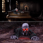 Halloween Animated Decorations, Outdoor Crawling Zombie with Horror Sound & Glowing Eyes, Zombie Ground breaker Ghost for Graveyard, Lawn, Haunted House Prop Decor