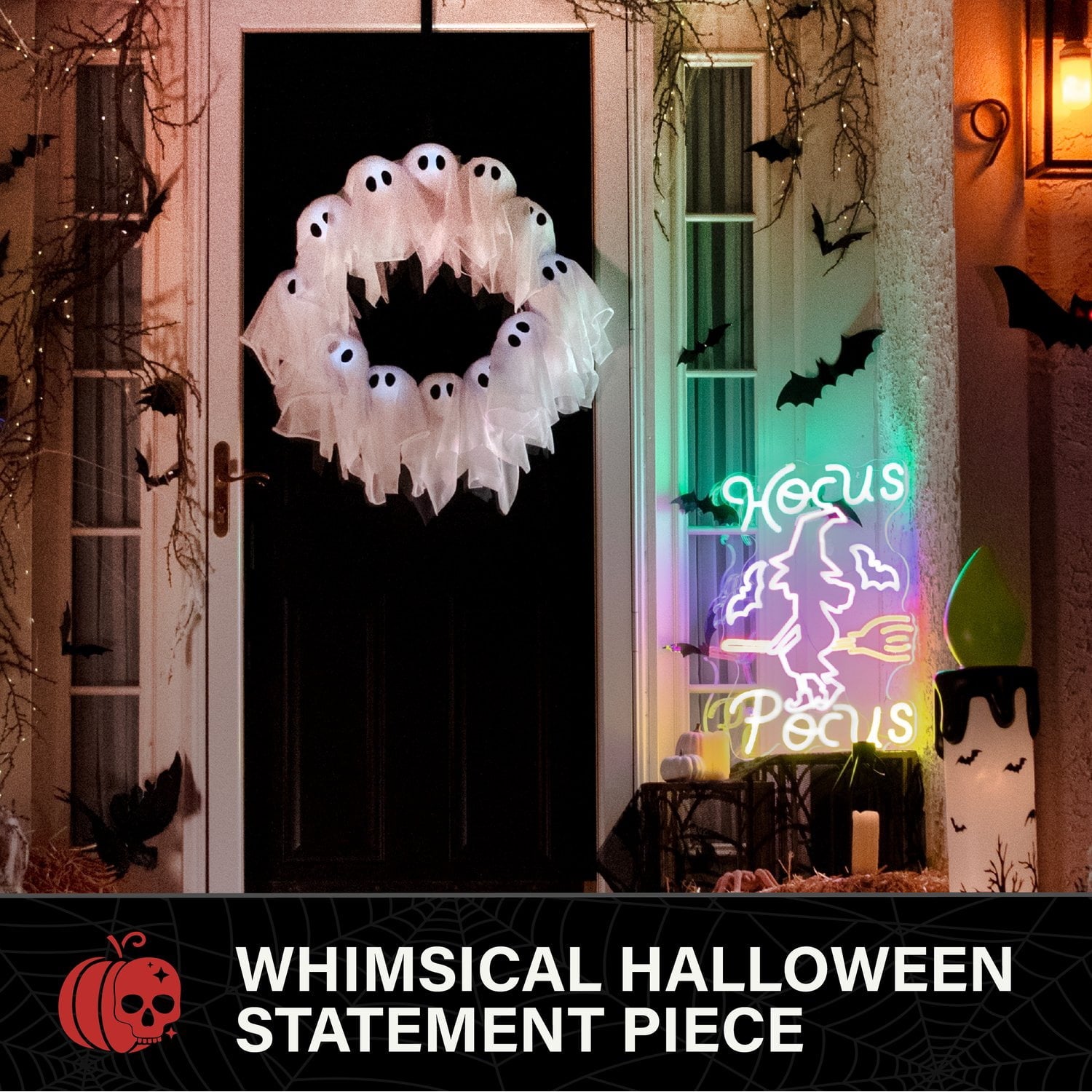 Witch Sign Multicolor Halloween Décor with Neon LEDs, 1.9-Ft