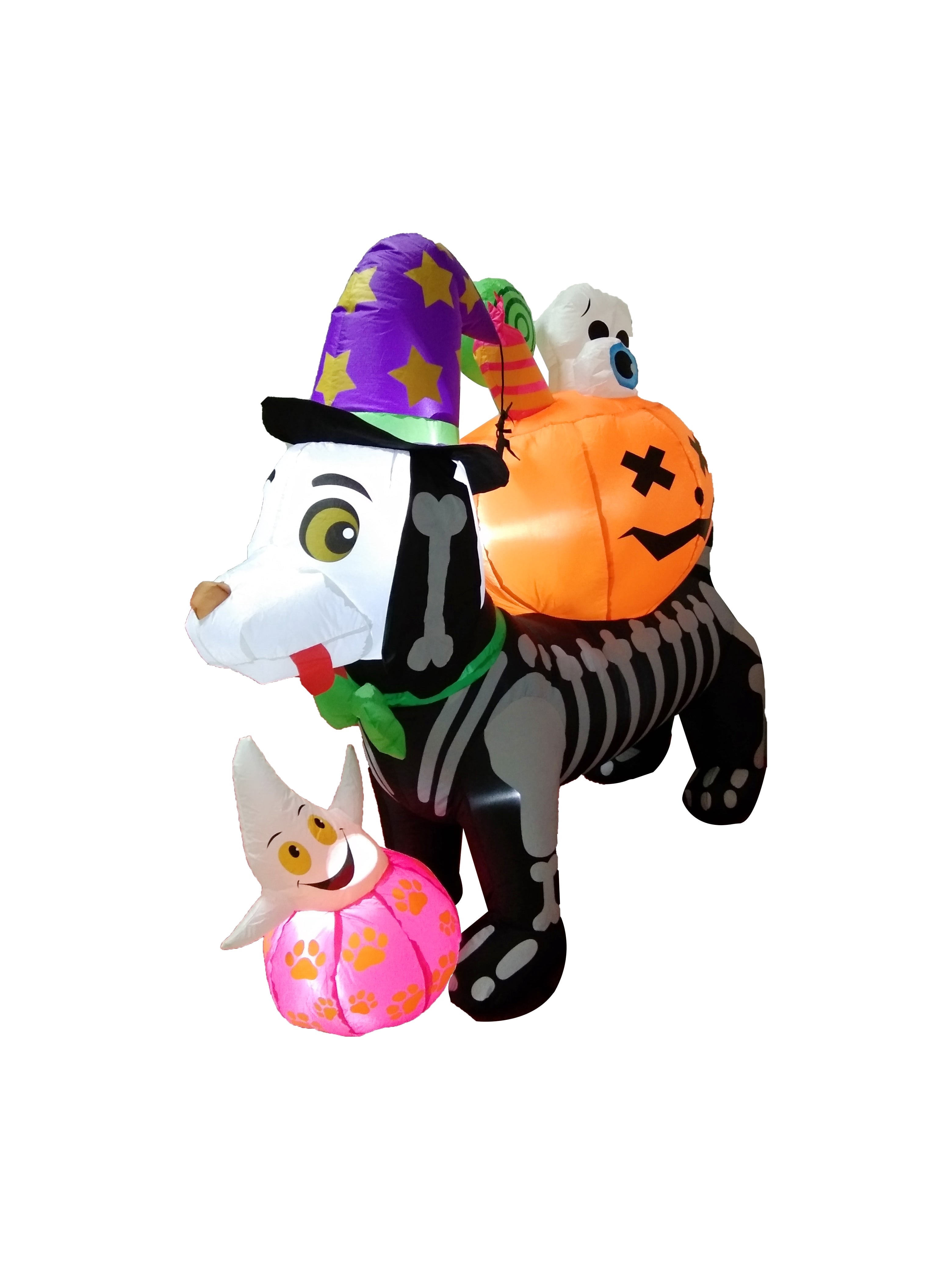 5FT Halloween LED Inflatable Skeleton Dog with Treats Halloween Yard Decorations