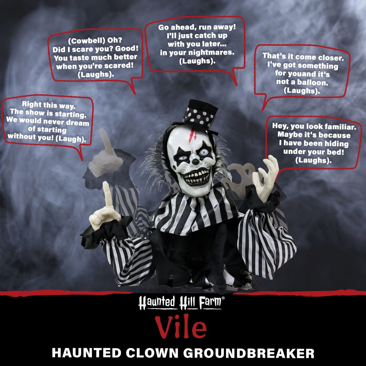 1.8 ft Groundbreaker Clown-Vile, Halloween Decoration, Multi-Color, HHFJCLOWN-2LSA