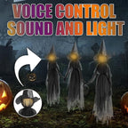 Halloween Witch Decorations Outdoor, 59" Light Up Witches Holding Hands Witches with Stakes, Voice Control Screaming Life Size Witches Waterproof for Yard Garden Lawn Decor, 3 count