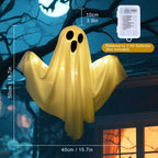 3 pack Hanging Ghosts Halloween Decor, 20 inch LED Glowing Ghost Halloween Decorations Outdoor Lights for Yard Porch Tree Garden Patio Bedroom Wall Party, Warm White