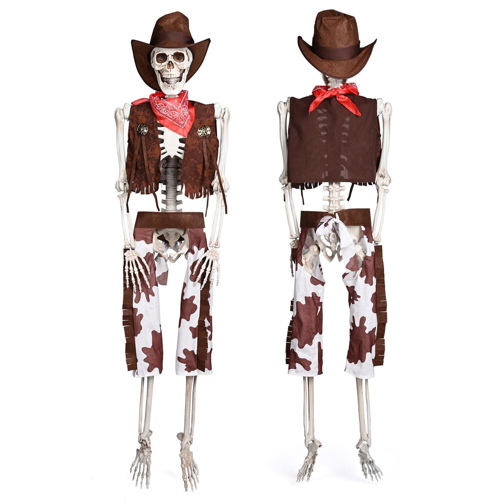 Yescom Halloween 5.6Ft Life Size Skeleton Cowboy Detailed Costume Outdoor Indoor Haunted House Props Decor 2026
