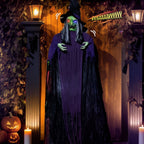 12FT Halloween Animatronic Witch Standing Outdoor Halloween Decoration w/ Green Eyes,Scary Sounds