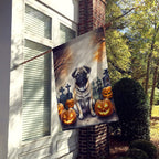 Halloween Pug Dog House Flag 28x40IN Double-Sided Polyester Decorative Sleeve Pole Flag for Outdoor Home Garden Patio