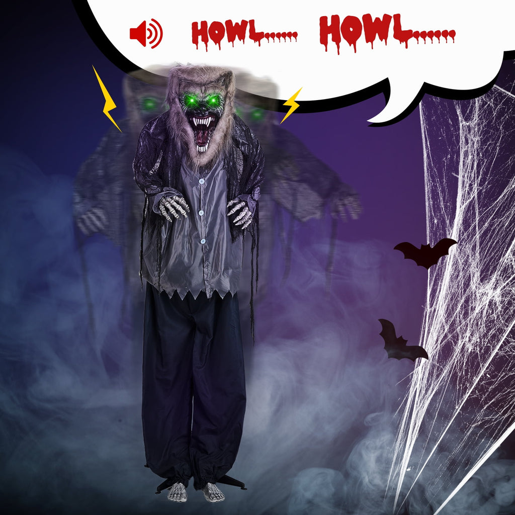 7FT Halloween Animatronic Werewolf w/ Werewolf Barking Sound The Sound Activated Halloween Prop