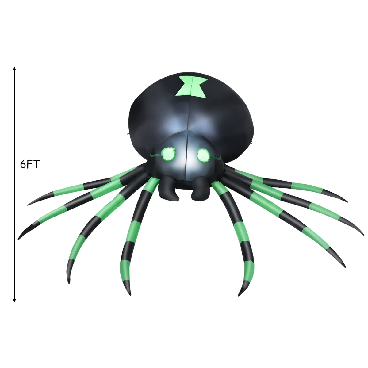 Patiojoy Halloween Decoration 6FT Inflatable Blow-Up Spider With LED Lights Outdoor Yard