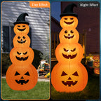 Gymax 8 ft Inflatable Halloween Pumpkins Stack Holiday Decor w/ Built-in LED Lights