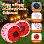 Costway 2 Pack 3 FT Halloween Inflatable Eyeballs w/ Air Blower & Red LED Lights
