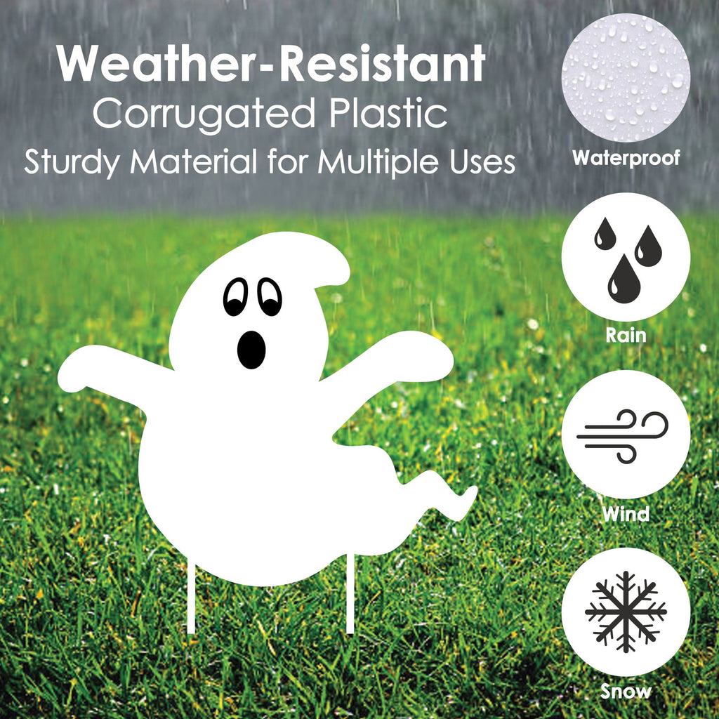 Big Dot of Happiness Spooky Ghost - Ghost Shape Lawn Decoration Signs - Outdoor Halloween Yard Decorations - 10 Piece