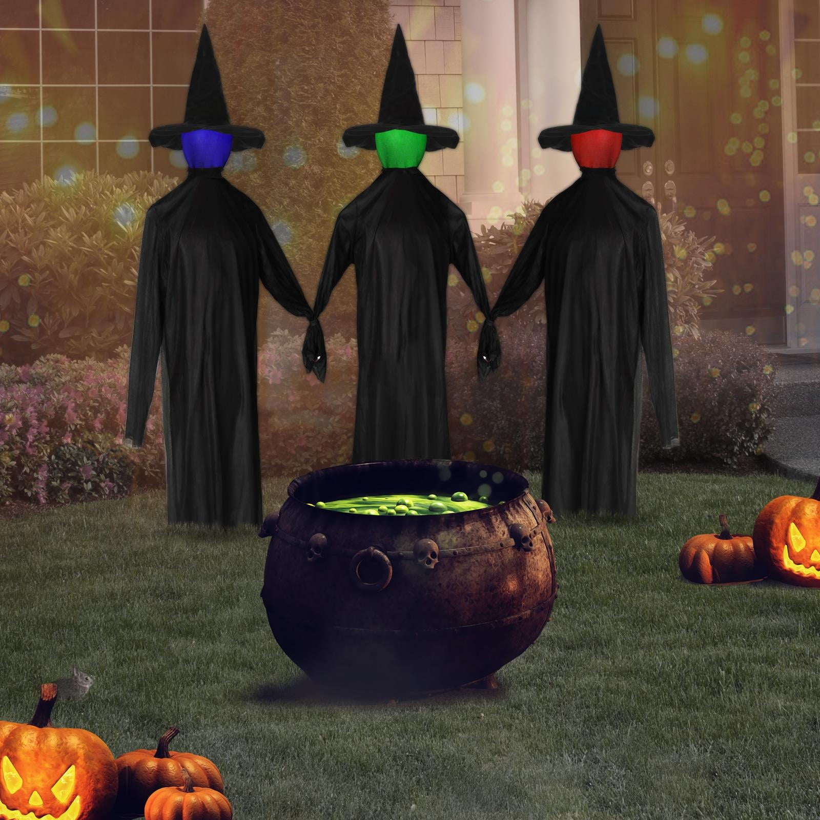 Zimtwon 5.2ft Halloween Decorations Halloween Witches Halloween Props Sorcerers Animated Wicked Sound LED Lighted Glowing Head