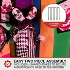 Lifesize 5.5 ft Animatronic Two-Headed Clown with Lights and Sound, Indoor/Outdoor Halloween Decoration, HHCLOWN-37FLSA
